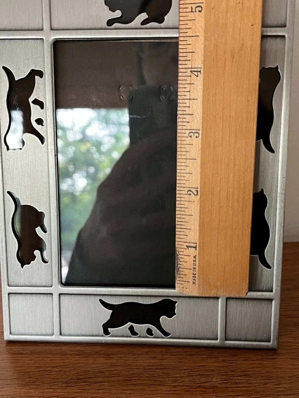 Silver Kitty Cat Photo Frame 5x7